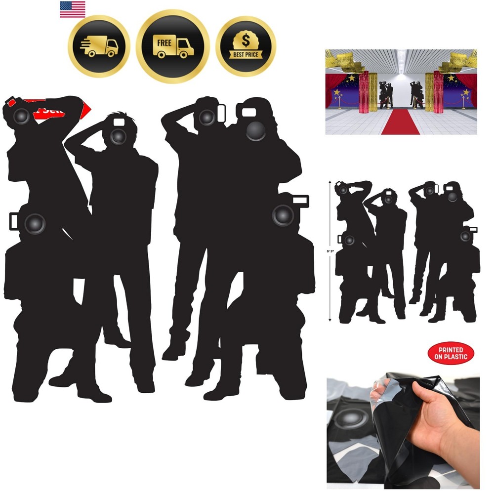 2-Count Paparazzi Cutouts, Thin Printed Clear Plastic Hollywood Photographers…