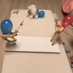 Balloon Bamboo Man Battle 2024 New Handmade Wooden Fencing Puppets JQ
