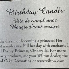 Wilton Disney Cinderella Birthday Party Supplies Cake Decorations Candle 1 Piece