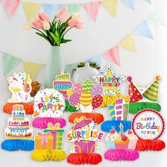 12 Pcs Birthday Table Decorations Colorful Birthday Centerpieces for Tables Happ