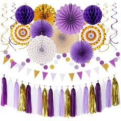 Elegant Purple Gold Party Decor – 33pcs Assortment