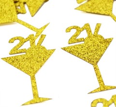 200 PCS 21st Birthday Confetti PVC Centerpieces 1.7×1.1 Inch Gold Glitter
