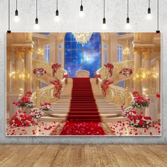 Flower Palace Backdrop Red Carpet Birthday Wedding Bridal Photo Background Decor