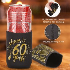60th Birthday Party Decorations, 12PCS Supplies & Vintage Can Cooler Sleeves