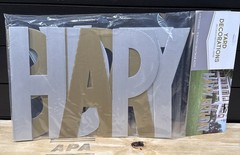 Metallic Gold & Silver Happy Birthday Yard Sign Kit 12-inches High Large