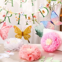 Fullhawl 24 Pcs Flower Birthday Banners Wildflower Spring multicolor