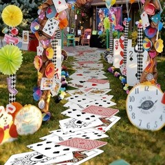 Wonderland Playing Card Aisle Runner Rug Party Decor Durable 118×16 inch New