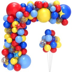 Carnival Balloon Arch Kit with 123pcs Red Blue Yellow Rainbow Latex Confetti …
