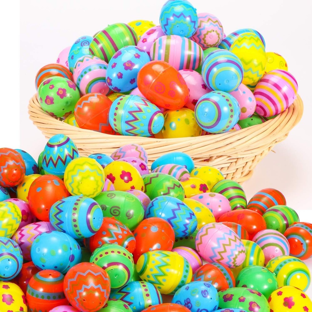 72 PCS 3.15″ Plastic Easter Eggs Bulk Empty Easter Eggs printed plastic Fillable