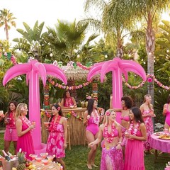 2 Pack Palm Tree Decoration, 67-Inch Hot Pink Inflatable Palm Trees Decor Haw…