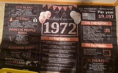 Born in 1972 Gen X Birthday Banner Flag Black Red 42 X 72 Grommets Facts