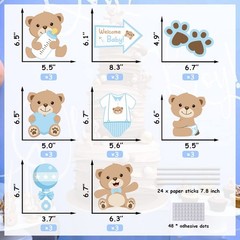 24 Pieces Bear Baby Shower Centerpiece Sticks Bear Theme Boy Birthday Table T…