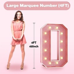 Paready 4FT Marquee 50 Numbers Rose Gold, Light Up Numbers 50 Pink 50th Birthday