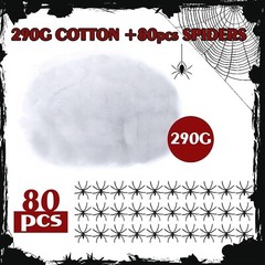 290G Halloween Decorations Spider Web Cobweb, 80pcs Plastic Spider Haunted House