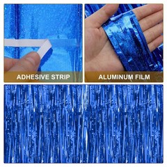 Backdrop Tinsel Curtains Foil Fringe Bluex 4