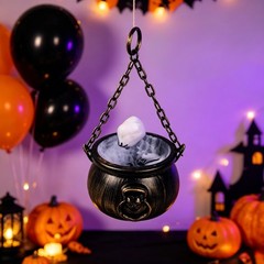 Halloween Decor Light Up Witch Handbag Cauldron Portable Tube Colorful Glowing