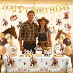 Xynic 211 Pcs Horse Party Decorations, Cowgirl Birthday Party Decorations