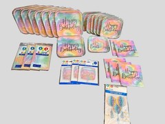 Pastel Tie Dye Birthday Party Supplies Bundle Plates Napkins Decor Balloons Lot