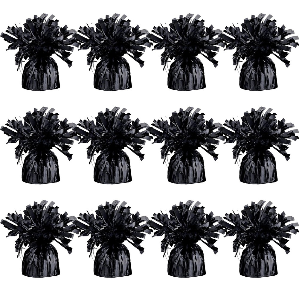Black Balloon Weights, Heavy Balloon Weight Pack of 12 Metallic Foil Weights …