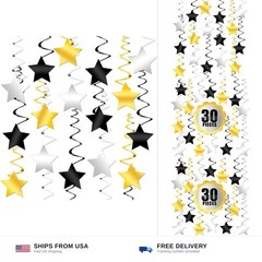 KatchOn, Black Gold and Silver Star Hanging Swirls- Pack of 30, No DIY | Star…