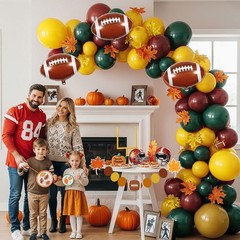 Football Party Decorations with Ruby red Green Brown Balloon Garland Arch & B…
