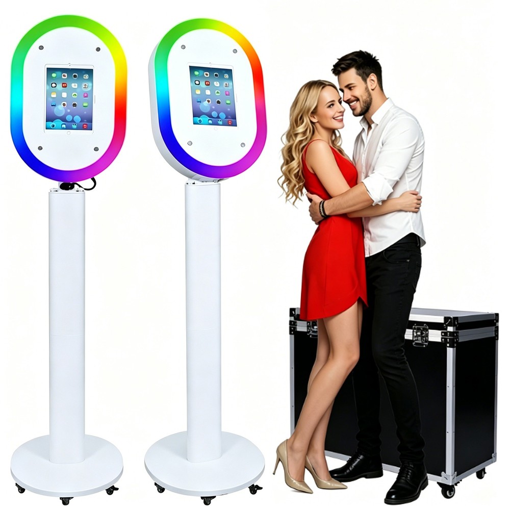 Portable iPad Photo Booth with RGB Ring Light Selfie Photo Booth Kiosk for Party