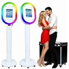 Portable iPad Photo Booth with RGB Ring Light Selfie Photo Booth Kiosk for Party