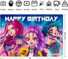 Stunning 60×40 Purple Birthday Banner – Demon Movie Hunters Theme Decoration
