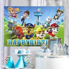 PAW Dog Happy Birthday Backdrop 5×3.5ft For Kids Birthday Party Decoration