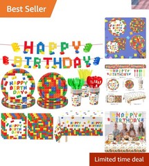 Complete 177 Pcs Building Block Themed Party Set – Perfect for Boys’ Birthdays