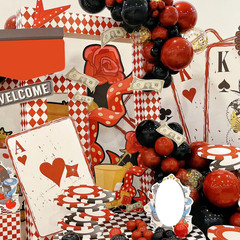 Lukiituke 75PCS Balloon, Black, Red, and Gold (12In and 5In), Casino Theme Party
