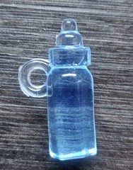 12 Pcs Baby Shower Blue BOTTLE Clear Acrylic 1.5in /4cm Cake Toppers/Craft Decor