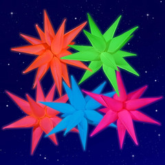 Mega-L Glow in the Dark Party Supplies, 5 Pcs Neon Explosion Star Balloons Kit,