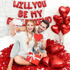 16 Inches Red ‘WILL YOU BE MY GIRLFRIEND’ Proposal Letter Balloons with Heart-Sh