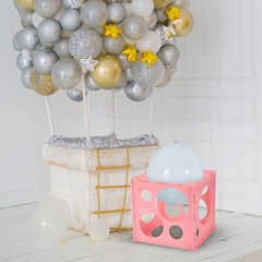 Plastic Balloon Sizer Box Cube, Pink Collapsible Balloon Size Measurement Too…