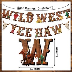 26 Pieces Western Party Decorations West Cowboy Banners Hanging Swirls Wild W…