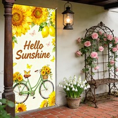 Spring Door Covers, Sunflower & Lemon Banner, 35.4×70.86in Polyester, Spring …