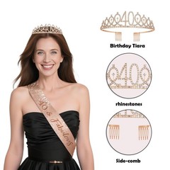 JKIYT 40th Birthday Decorations for Women, Black Rose Gold