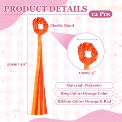 Rainbow Dance Ribbons, Wrist Streamers 20″ & 12 Pcs & Red & Orange