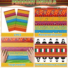 Day of Dead Tablecloths 2 Pack: Vibrant Mexican Fiesta Decor, Waterproof Cover