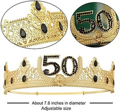 Gold Crown and Sash for 50TH Birthday King, Metal Birthday Party Decoration f…