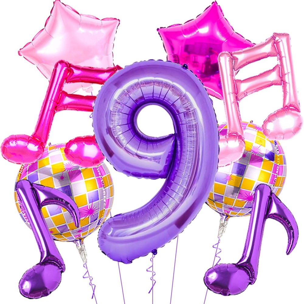 9Pcs Kpop Decorations – Kpop Music Balloons Purple Music Note Balloons for K …