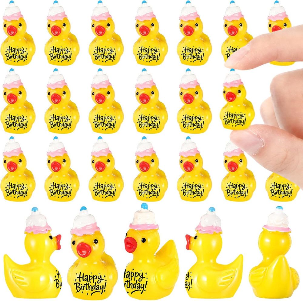 25 Piece Happy Birthday Resin Ducks for Birthday Party Favor Sweet 13 16 18 21 P