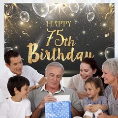 6X4Ft Happy 75Th Birthday Banner Backdrop – 75 Years Old Birthday Decoration