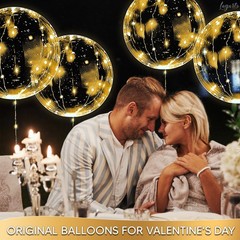 10 Pcs Balloons Light Up Balloons – Clear 18″ Reusable Balloon with Gold Stri…