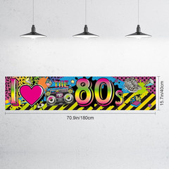 80s Themed Party Decorations Supplies I Love 80s Banner Backdrop, Retro Graffiti
