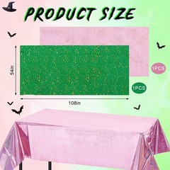 2 Pcs Iridescent Pink & Green Holographic Tablecloth for Graduation Birthday