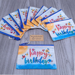 Happy Birthday BOHO Small Recycled Gift Pouches – Natural Life Lot of 10