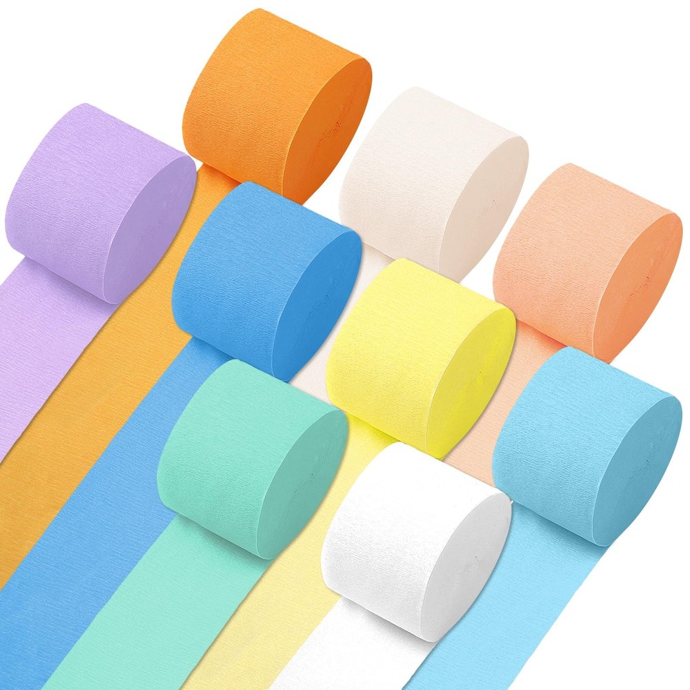 9 Rolls 738ft Crepe Paper Streamers Animal Parade Birthday Party Colors