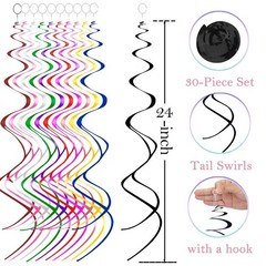 30 PCS Black Hanging Swirls Party Decorations Streamers Ceiling Wedding Decor